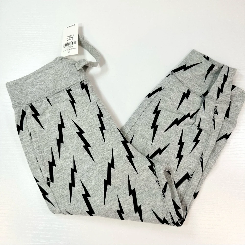 Bundled Lot of GAP Blue Truck Holiday and Gray Lightening Bolts Pull-On Joggers